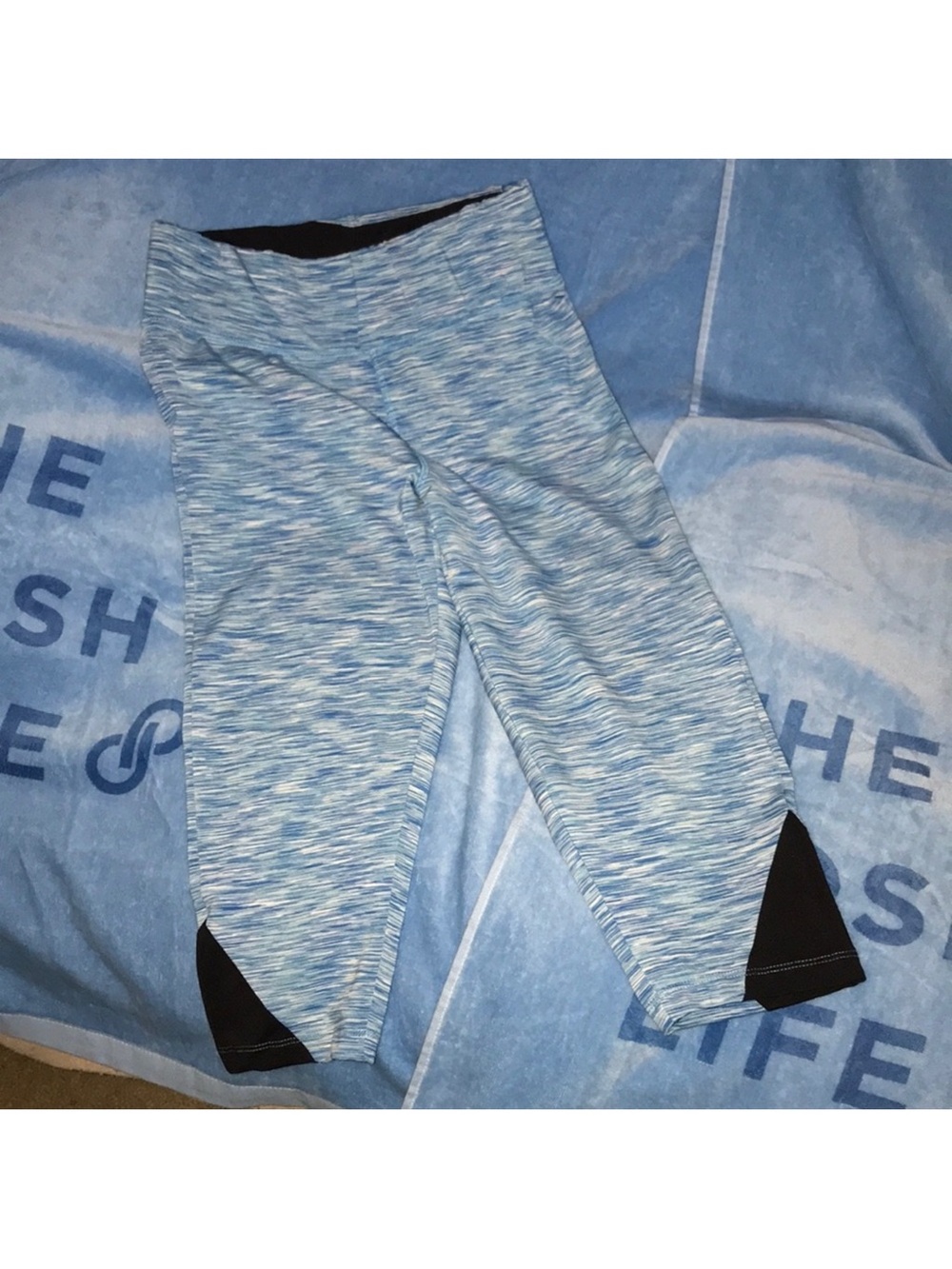 Beverly Hills polo club small Heather Light Blue and black Active Capri Leggings